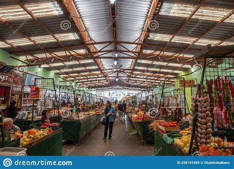 Fruits And Vegetables Hall On Subotica Buvljak Green Market Crowded