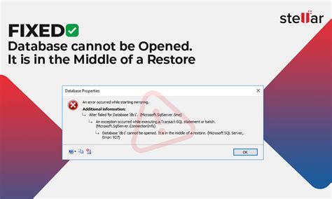 Fixed Database Cannot Be Opened It Is In The Middle Of A Restore