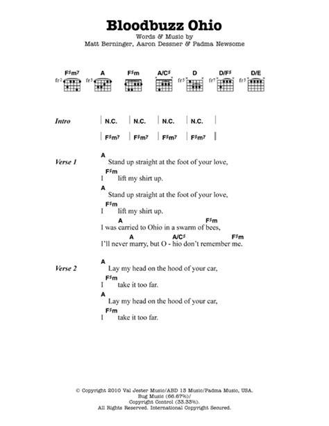 Stand up straight at the foot of your love i'll lift my shirt up stand up i'm on a bloodbuzz yes i am i'm on a blood.buzz i'm on a bloodbuzz god i am i'm on a blood.buzz. Bloodbuzz Ohio sheet music by The National (Lyrics ...