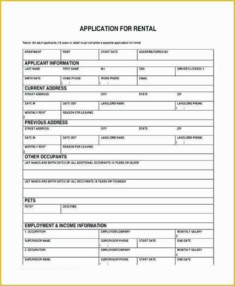 Apartment Application Template Free Of Application For Rental Apartment