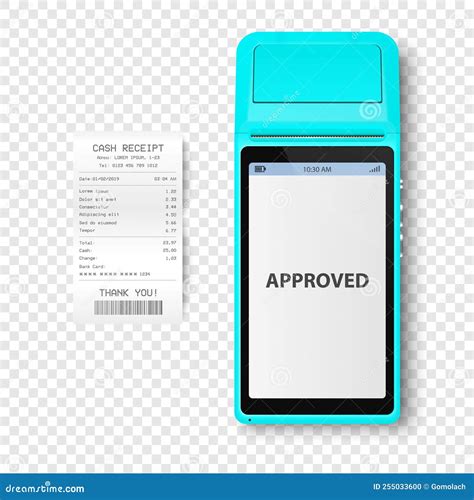 Vector 3d Nfc Payment Machine With Approved Status Paper Check