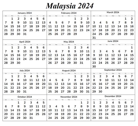Malaysia 2024 Calendar With Holidays Calendar Dream