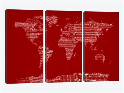 World Map Sheet Music Red Art Print By Michael Tompsett Icanvas