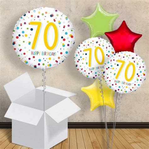 Rainbow Colourful Confetti 70th Birthday 18 Balloon In A Box Click