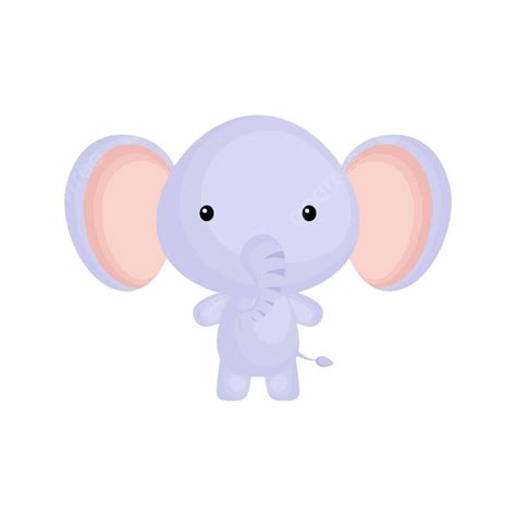 Adorable Y Divertido Elefante Bebé Parado Solo En Un Fondo Blanco