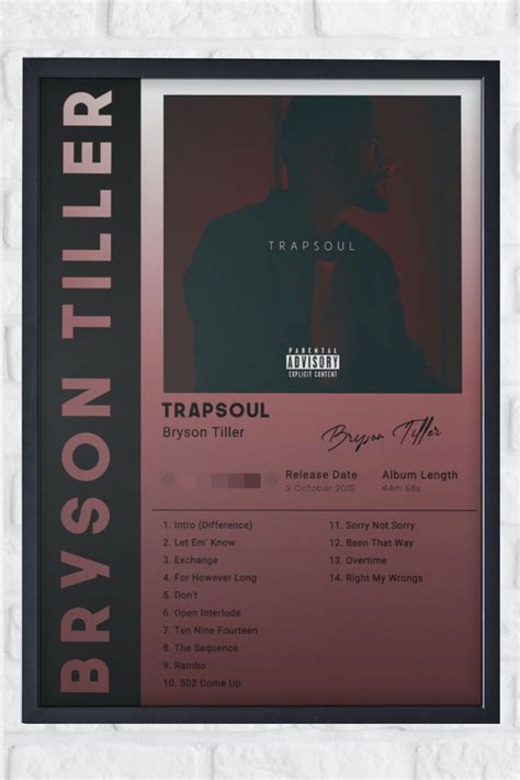 Bryson Tiller Poster Bryson Tiller Trapsoul Album Cover Bryson