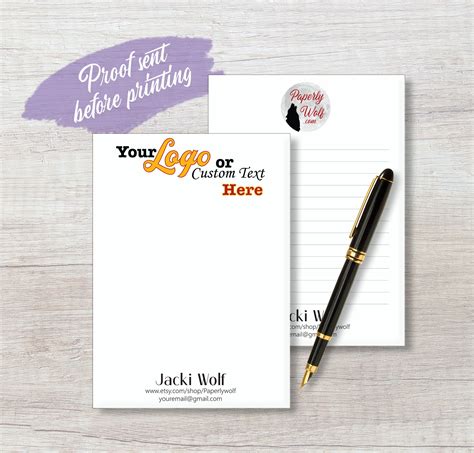 Custom Business Notepad With Your Logo Andor Text Etsy