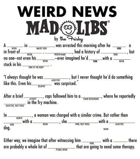 Free Printable Mad Libs Worksheets For Adults Printable Templates