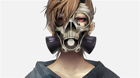 Manga boy clipart mask png cool gamer anime boy free transparent clipart clipartkey. Anime boy, blonde hair, gas mask, skeleton, red eye, cool ...