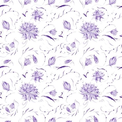 Pattern made of chamomiles, petals, leaves on pastel purple background. Purple Watercolor Floral Pattern | GraphicRiver