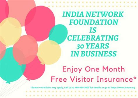 Apply for free health insurance. India Network Foundation Celebrates 30 Year Anniversary by Providing 1 Month Free Visitor Health ...