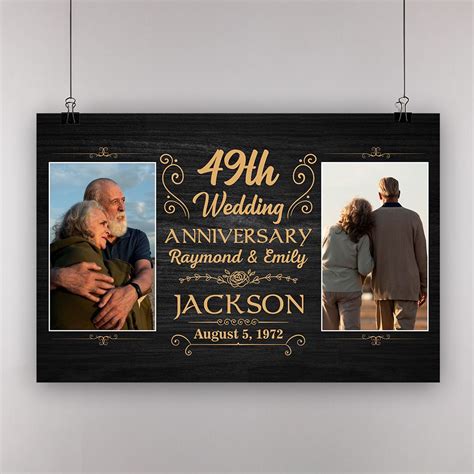 Personalized Photo Names And Date 49th Wedding Anniversary Ts Poster