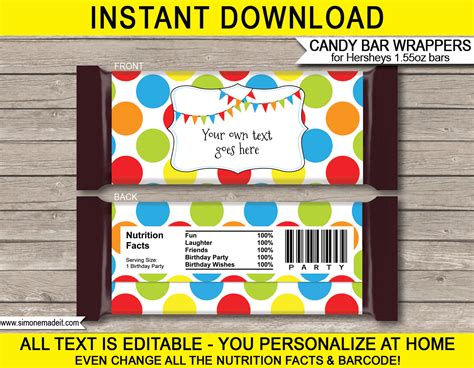 Polkadot Hershey Candy Bar Wrappers Template Candy Bar Wrapper