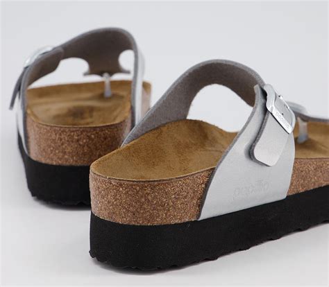 Birkenstock Papillio Gizeh Platform Sandals Silver Womens Sandals