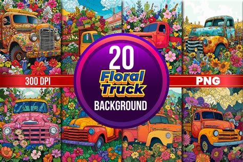 floral truck background for cover graphic by royalerink · creative fabrica