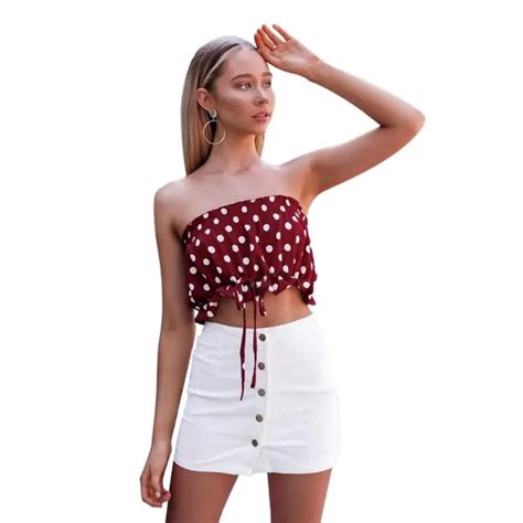 Sexy Wave Point Tube Top Red White Spot Women Girl New Arrivals