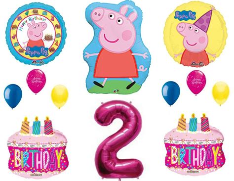 A 12 Piece Peppa Pig 2nd Birthday Party Balloon Decorating Kit Such