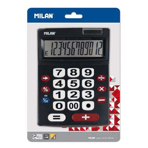 Calculadora Milan dígitos teclas grandes negra