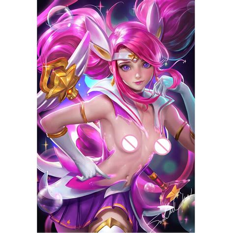 Poster Kanvas Seni Gadis Seksi Lux Nude Gambar Cetak Game Pink Glory