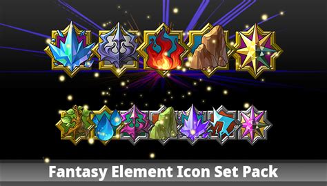 Fantasy Element Icon Set Pack Gamedev Market