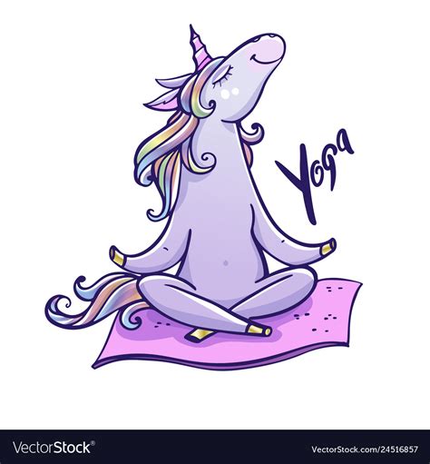 Cute Unicorn Doing Yoga Royalty Free Vector Image