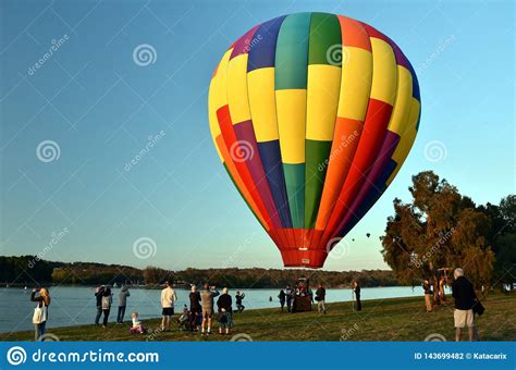 Big Colourful Hot Air Balloon Landed Editorial Photography Image Of