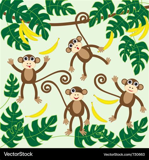 Four Cute Cartoon Monkeys Royalty Free Vector Image
