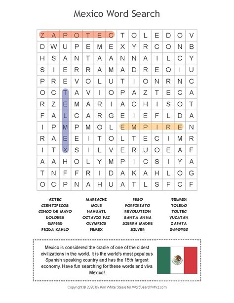 Mexico Word Search Printable