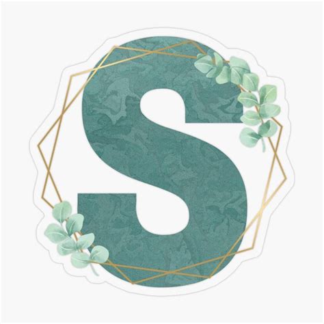 The Letter S Dark Sage Green Textured Lettering With Gold Embellishment
