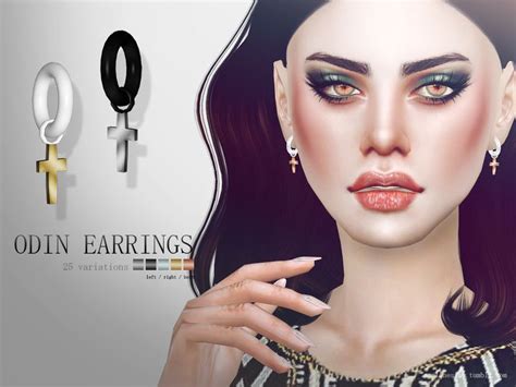 Pralinesims Odin Earrings Sims 4 Piercings Cross Earrings Sims