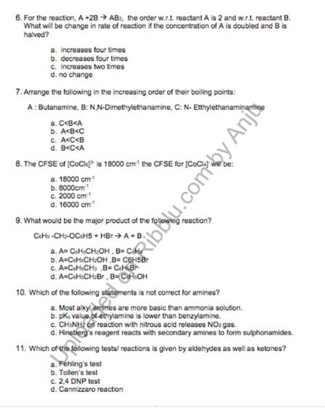 Chemistry MCQs For Class Chapter Wise With Answers