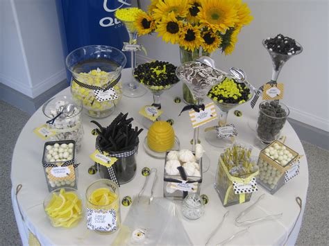Rustic white photography a baby shower is always such a joyous occasion! Candy Bar for a Bumble Bee themed Baby Shower | Bumble bee ...