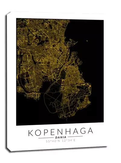 Kopenhaga Złota Mapa Obraz Na Płótnie Galeria Plakatu