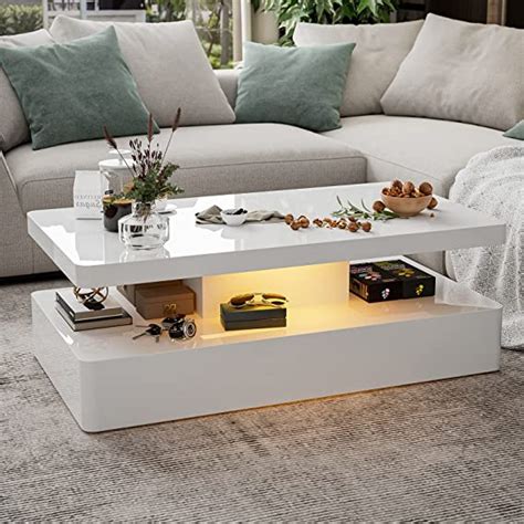 Ikifly Modern High Glossy White Coffee Table With 16 Colors
