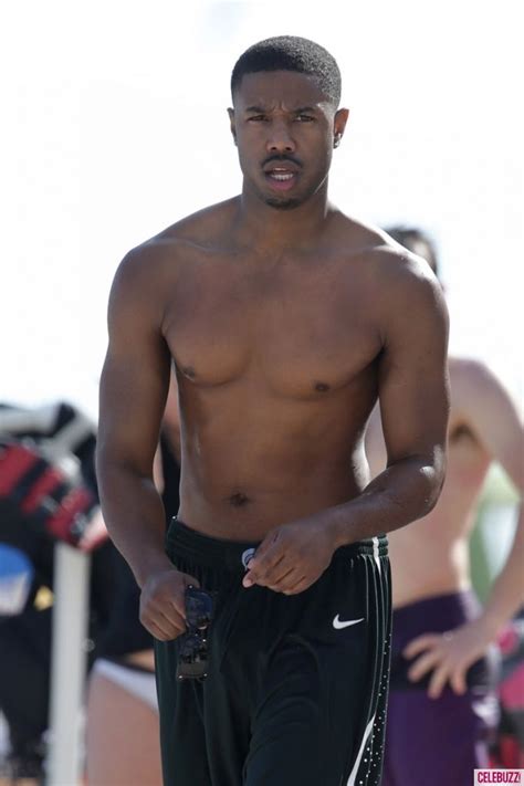 A Shirtless Michael B Jordan Heats Up The Beach In Miami Celebuzz Michael B Jordan Shirtless