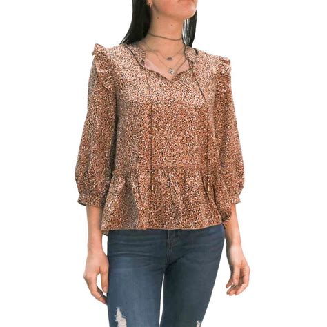 Joy Joy Women's Front Tie Ruffle Fashion Top