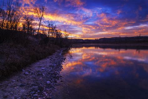 Dramatic Sunrise Over Boise River In Boise Idaho Usa Photograph By