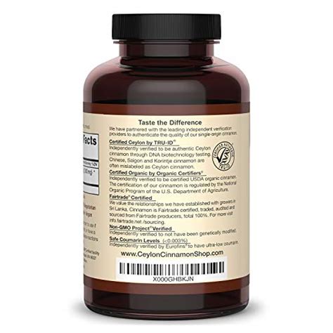 Organic Ceylon Cinnamon 100 Certified Supplement 180 Capsules 3