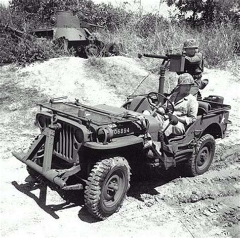 Photo Jeep Mounted With A Browning M1919 Machine Gun Somewhere In