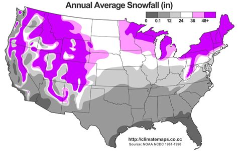 Average Annual Snowfall Map For The Us By Climatemaps Co Cc Map Usa