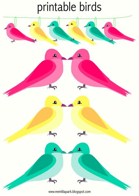 Free Printable Bright Colored Birds And Digital Borders Vogel