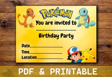 Pokemon Birthday Invitation Digital Kids Birthday Invitation Etsy