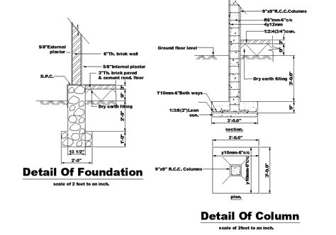 Foundation Section Detail Dwg File Cadbull