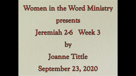 Jeremiah 2 6 Week 3 Bible Study Youtube
