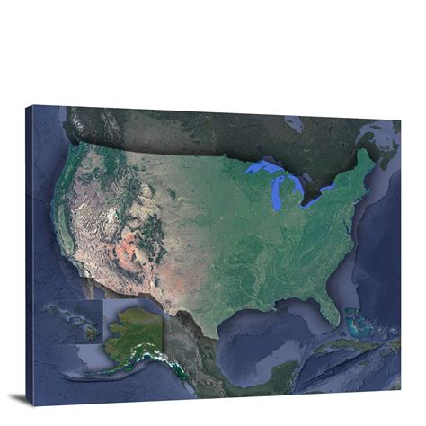 United States Satellite Map 2022 Canvas Wrap