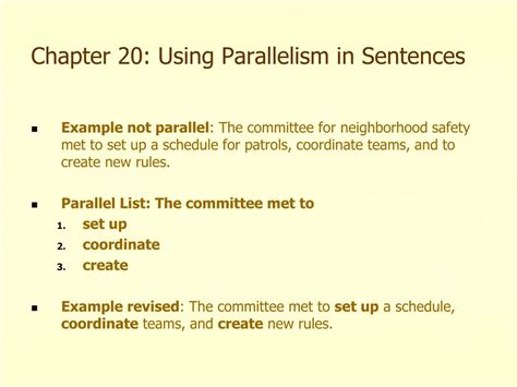 Ppt Chapter 20 Using Parallelism In Sentences Powerpoint