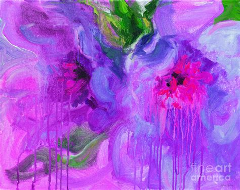Purple Abstract Peonies Flowers Painting By Svetlana Novikova