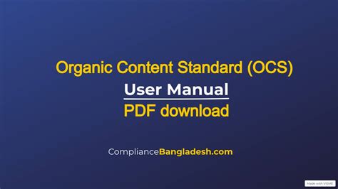 Ocs User Manual Download Compliance Bangladesh