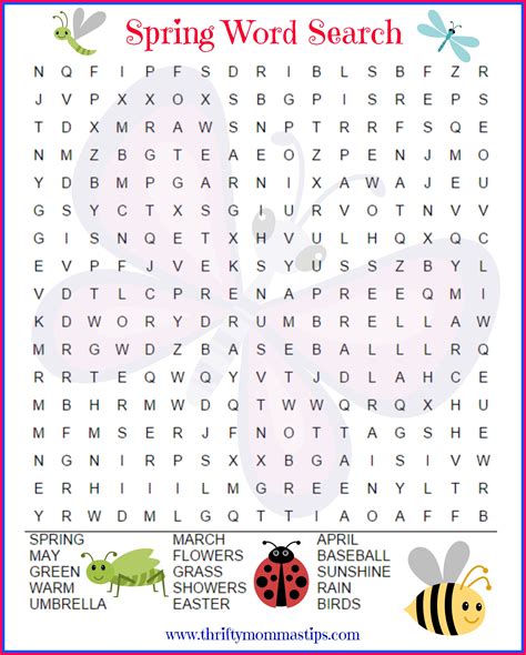 Spring Word Search Printables