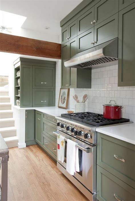 Consider using one of the 13 best and most popular kitchen cabinet paint colors according to the experts. Green Kitchen Cabinet Inspiration - Bless'er House